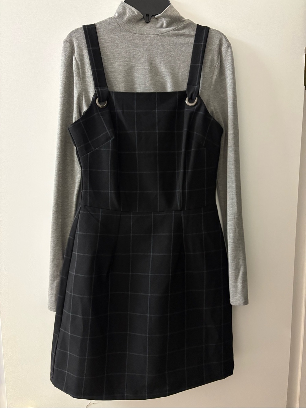 Kingston Black Windowpane Pinafore Dress
